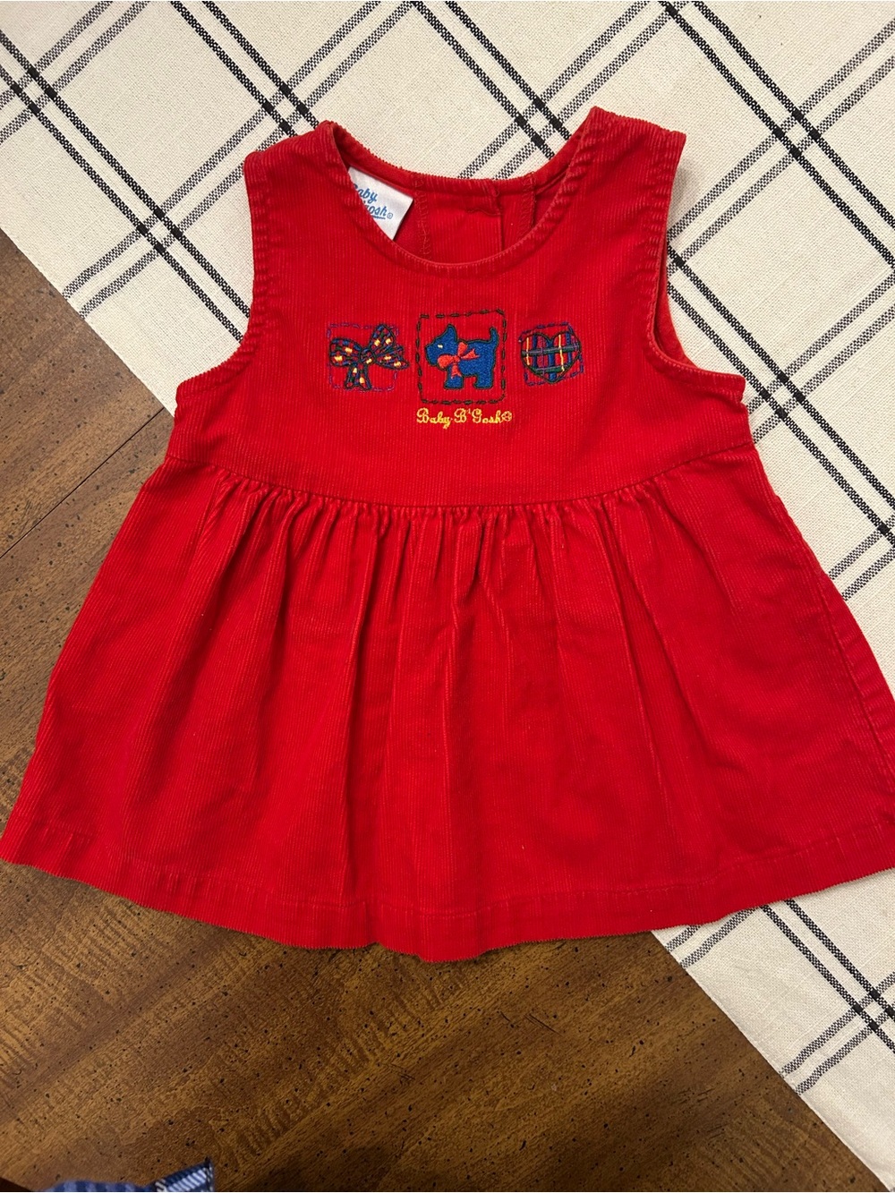 Vintage Baby B’Gosh Red Corduroy Jumper Dress Baby Girls 12 Mo Made in the USA
